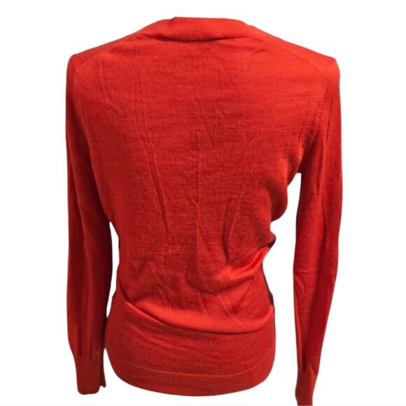 LOFT Burnt Orange Wool Blend Buttoned Cardigan Sweater Size Small New - Picture 2 of 5